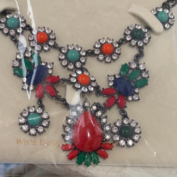 🇮🇳🥻NWT Amrita Singh Vibrant Gemstone Statement Necklace Red Green Blue Teal - Picture 4 of 5